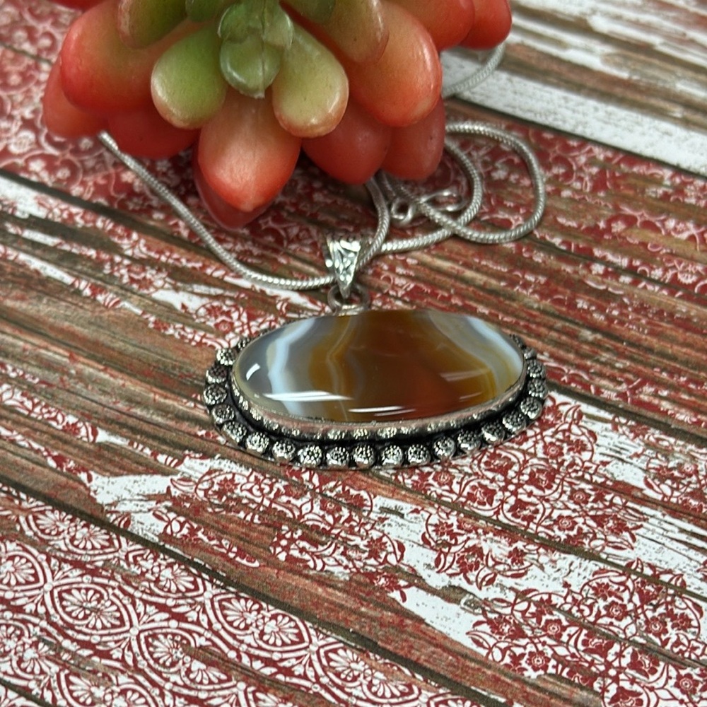 Botswana Agate Silver Necklace - image 4